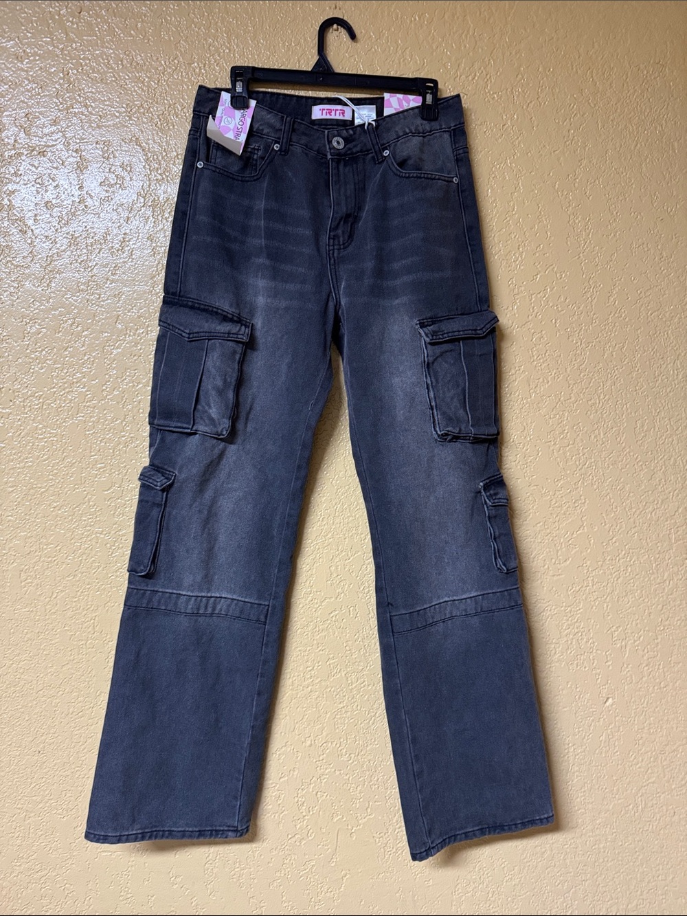 Dollhouse Washed Black Relaxed Cargo Jeans